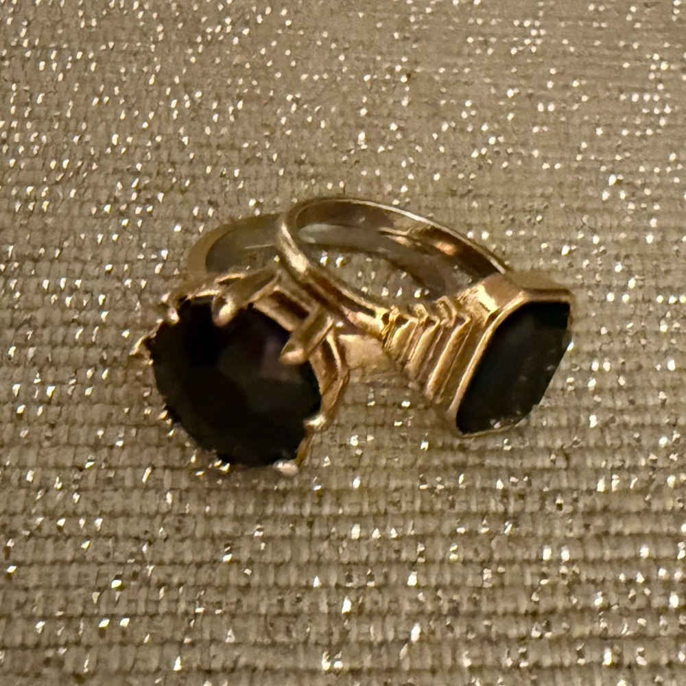 Gold and Black Stone Women's Ring Set